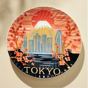 Anthropologie Rifle Paper Co Tokyo Jet Setter Dessert Plate 8.25” Stoneware NWT